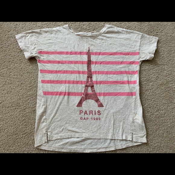 Gap Kids Paris Sequin Pink Short Sleeve Shirt XL - Picture 1 of 7